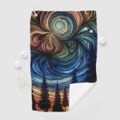 Mystieke Etherische Kunst met Bomen en Nachthemel Golfhanddoek (Insitu)