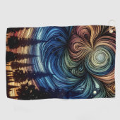 Mystieke Etherische Kunst met Bomen en Nachthemel Golfhanddoek (Horizontaal)