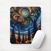 Mystieke Etherische Kunst met Bomen en Nachthemel Muismat (Met muis)