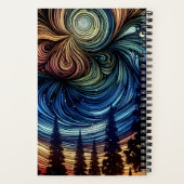 Mystieke Etherische Kunst met Bomen en Nachthemel Notitieboek (Achterkant)