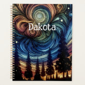 Mystieke Etherische Kunst met Bomen en Nachthemel Planner (Voorkant)