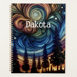 Mystieke Etherische Kunst met Bomen en Nachthemel Planner