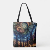 Mystieke Etherische Kunst met Bomen en Nachthemel Tote Bag (Achterkant)