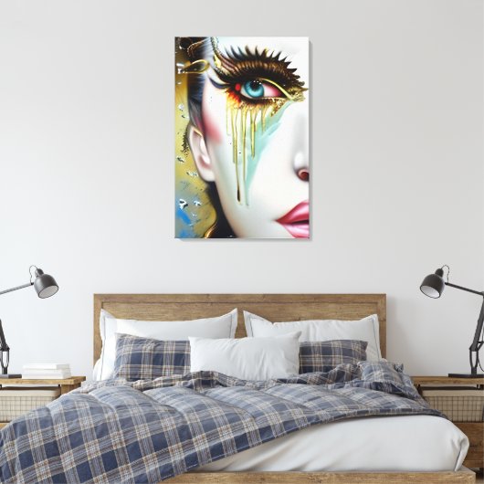 Mystieke Etherische Mooie Vrouwen met Gouden Trane Canvas Afdruk (Insitu (Slaapkamer))