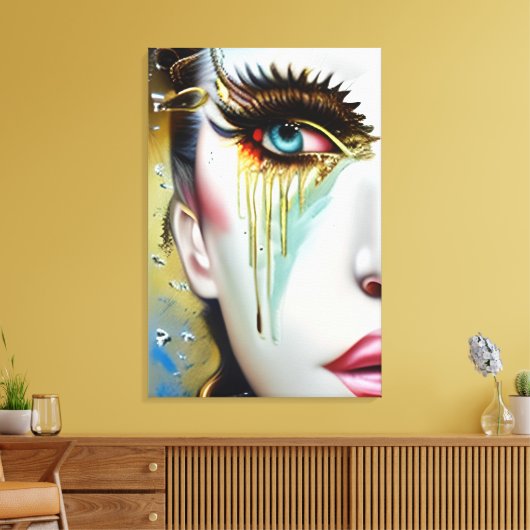 Mystieke Etherische Mooie Vrouwen met Gouden Trane Canvas Afdruk (Insitu (Woonkamer))