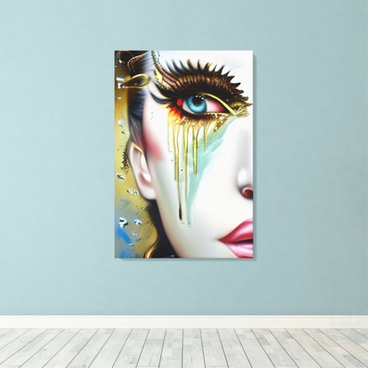 Mystieke Etherische Mooie Vrouwen met Gouden Trane Canvas Afdruk (Insitu (Houten vloer))