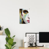 Mystieke Etherische Mooie Vrouwen met Gouden Trane Poster (Thuiskantoor)