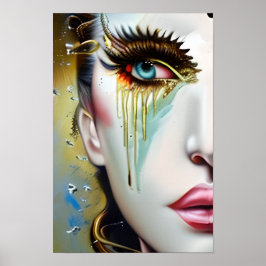 Mystieke Etherische Mooie Vrouwen met Gouden Trane Poster