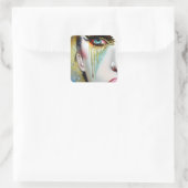 Mystieke Etherische Mooie Vrouwen met Gouden Trane Vierkante Sticker (Tas)