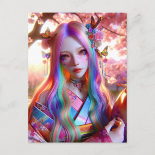 mystieke etherische vrouw met vlinders briefkaart