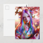 mystieke etherische vrouw met vlinders briefkaart (Voorkant / Achterkant)