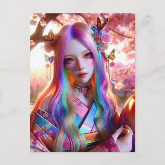 mystieke etherische vrouw met vlinders briefkaart (Voorkant)