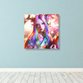  mystieke etherische vrouw met vlinders canvas afdruk (Insitu (Houten vloer))