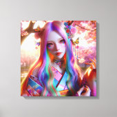  mystieke etherische vrouw met vlinders canvas afdruk (Voorkant)