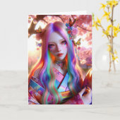 Mystieke Etherische Vrouw met Vlinders Verjaardag Kaart (Gele Bloem)