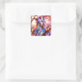 mystieke etherische vrouw met vlinders vierkante sticker (Tas)