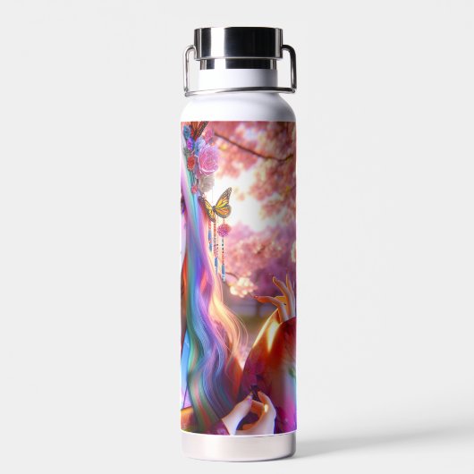 mystieke etherische vrouw met vlinders waterfles (Achterkant)