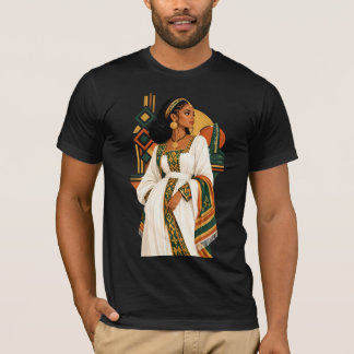 Mystieke Ethiopische Culturele Vrouw Zon & Maan Gr T-shirt