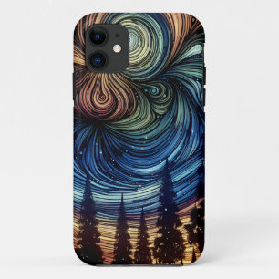 Mystieke Ethische Kunst met Bomen en Nachtelijke H Case-Mate iPhone Case