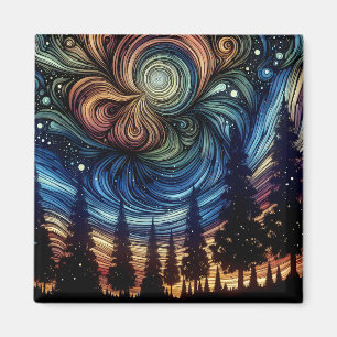 Mystieke Ethische Kunst met Bomen en Nachtelijke H Magneet