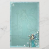 Mystieke Fairy Fantasy Art Blauwgroen Briefpapier (Voorkant)