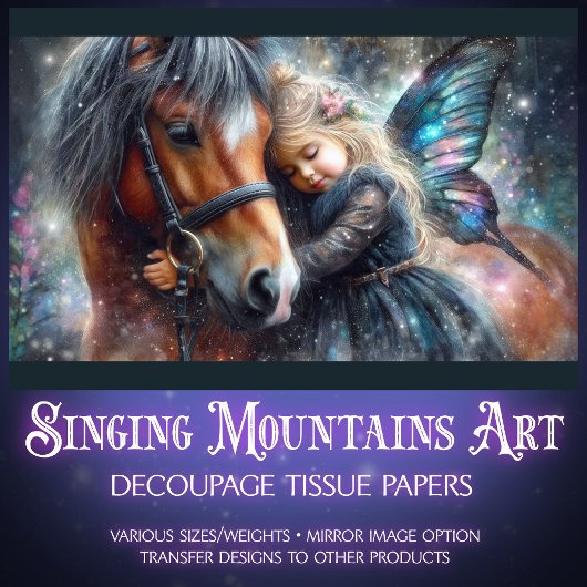 Mystieke Fairy Girl en Paard Decoupage Tissuepapier