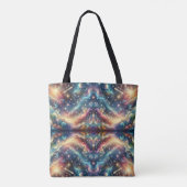 Mystieke Fantasie Kleurrijke Hemelse Verre Kasteel Tote Bag (Achterkant)