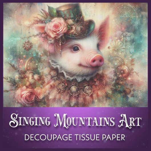 Mystieke Fantasy Steampunk Pig Decoupage Tissuepapier