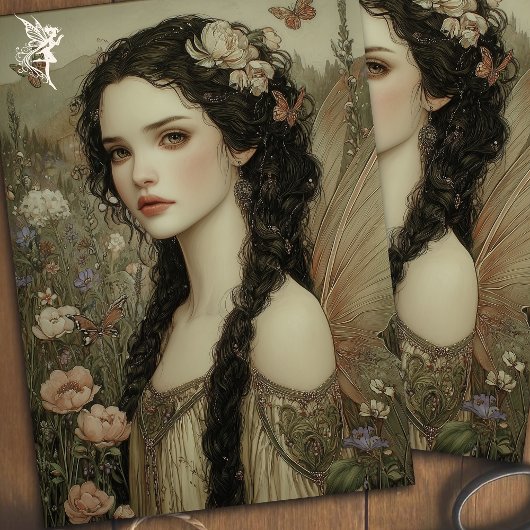 Mystieke fee met bloemkroon en vlinders tissuepapier