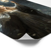 Mystieke Fee met huisdier Uil, fantasie Poster (Hoek)