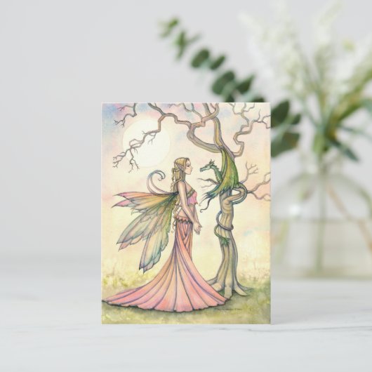 Mystieke feeën en drakenkunst briefkaart (Staand voorkant)