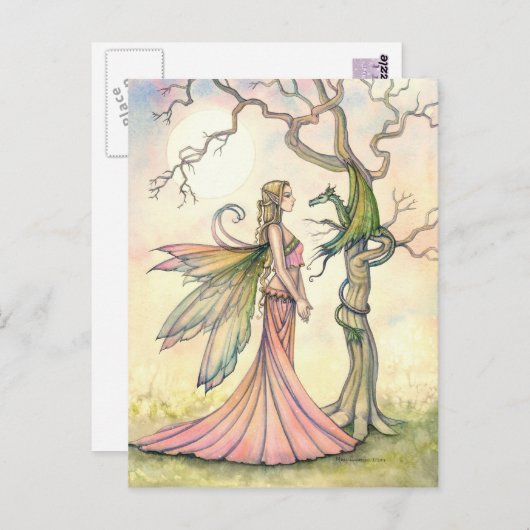 Mystieke feeën en drakenkunst briefkaart (Voorkant / Achterkant)