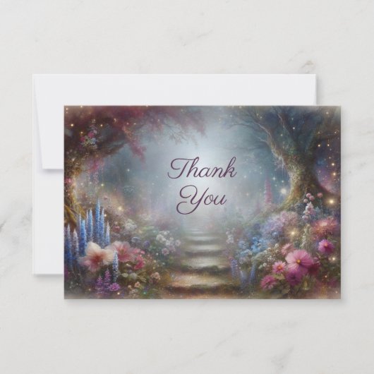 Mystieke Floral Forest Wedding Bedankkaart (Voorkant)