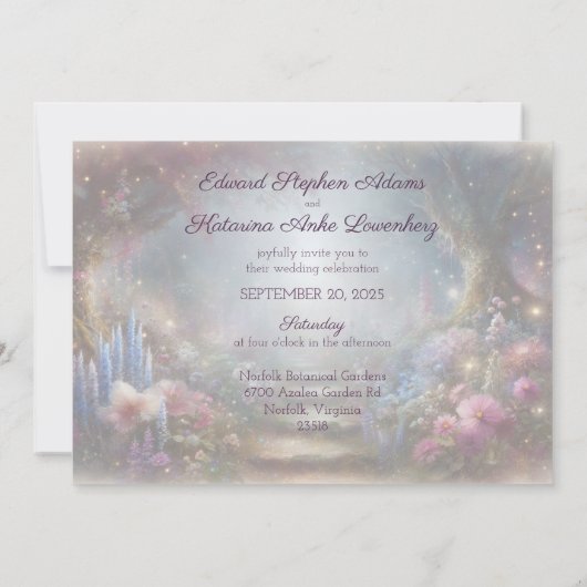 Mystieke Floral Woodland bruiloft uitnodiging (Achterkant)