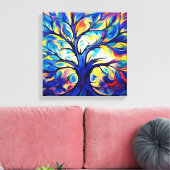 Mystieke fluistert, Fantasy Tree in veelkleurig Canvas Afdruk (Insitu (Woonkamer))