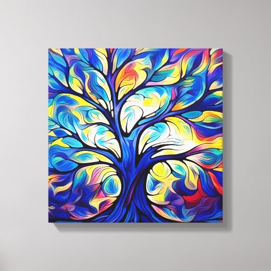 Mystieke fluistert, Fantasy Tree in veelkleurig Canvas Afdruk (Voorkant)