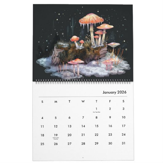 Mystieke Forest CottageCore Kalender (Jan 2026)