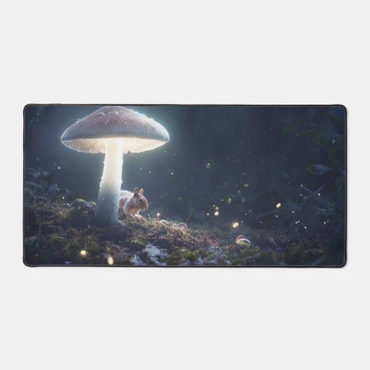Mystieke Forest Desk Mat met Eekhoorn & Paddenstoe (Voorkant)