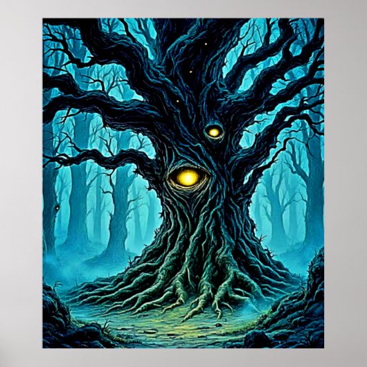 Mystieke Forest Eye Tree Art Poster (Voorkant)