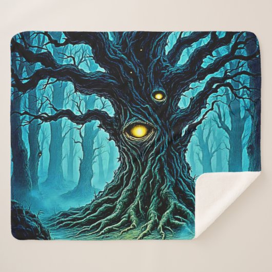 Mystieke Forest Eye Tree Art Sherpa Deken (Voorkant (horizontaal))