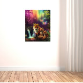Mystieke Forest Fox en welpen Foto Afdruk