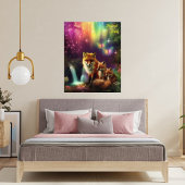 Mystieke Forest Fox en welpen Foto Afdruk