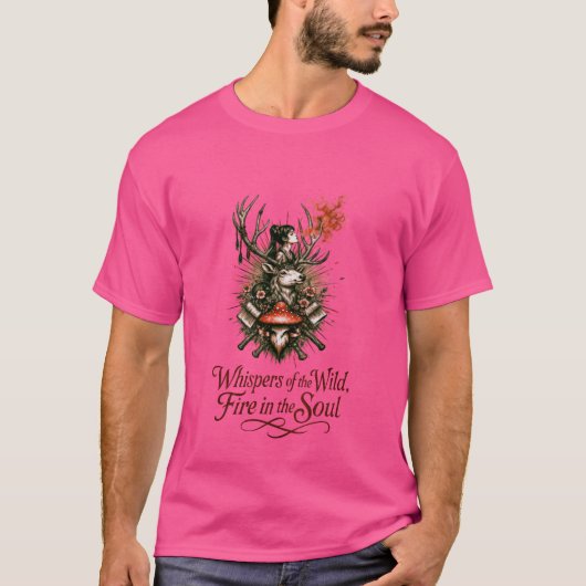 Mystieke Forest Spirit Illustratie T-shirt (Voorkant)