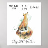 mystieke fox baby geboortemonogram poster (Voorkant)