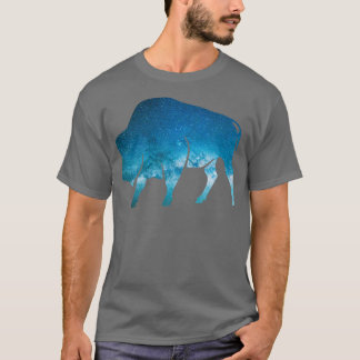 Mystieke Galaxy Buffalo Night Sky Bison Native TSh T-shirt