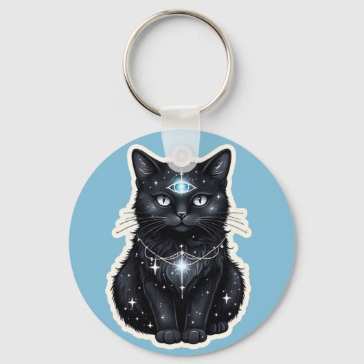 Mystieke Galaxy Kat Sleutelhanger (Voorkant)
