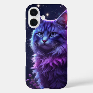 Mystieke Galaxy Kat Telefoonhoes – Paarse Kosmisch iPhone 16 Hoesje