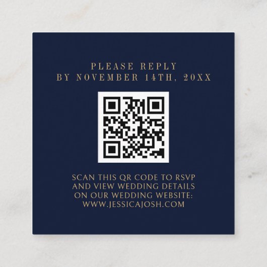 Mystieke Galaxy Navy Blue QR Code Bruiloft RSVP Informatiekaartje (Achterkant)