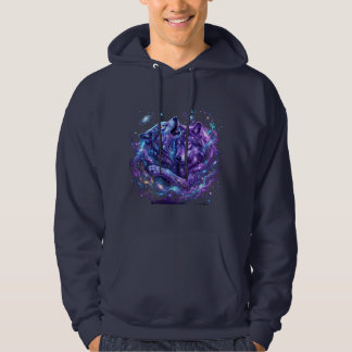 Mystieke Galaxy Wolf Hoodie – Blauwe Kosmische Wol