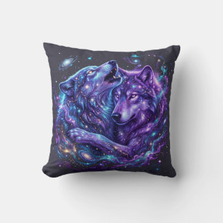 Mystieke Galaxy Wolf Hoodie – Blauwe Kosmische Wol Kussen
